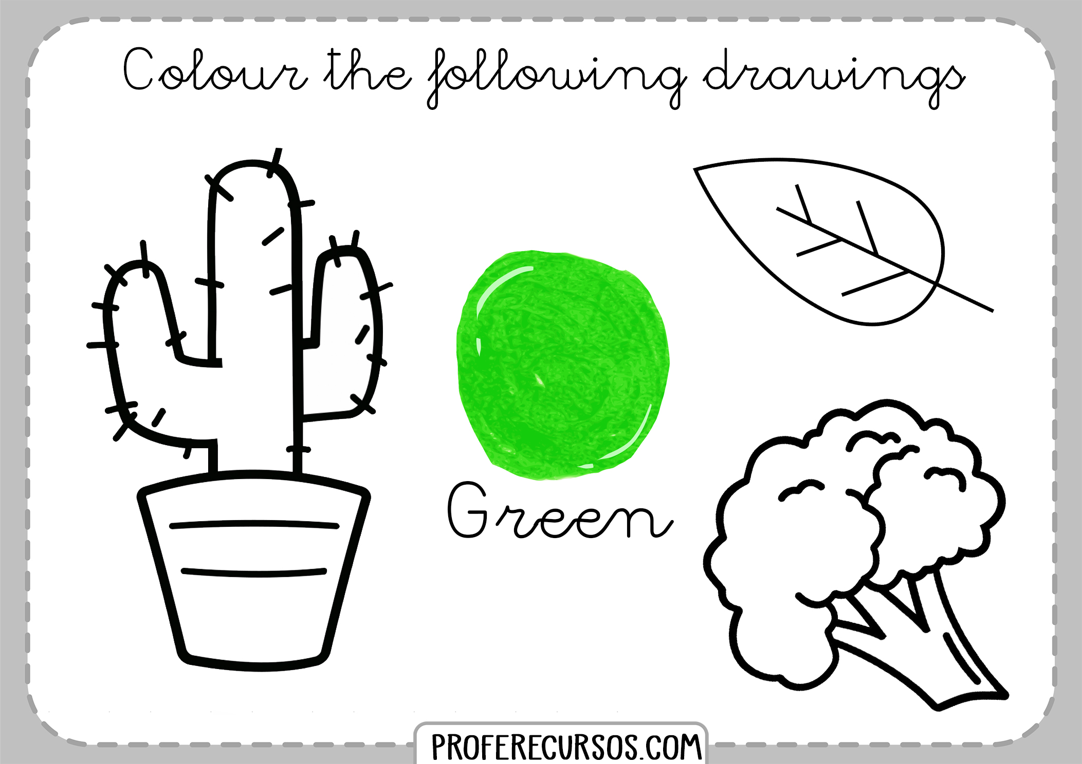 Learning Colors Worksheet Green Profe Recursos