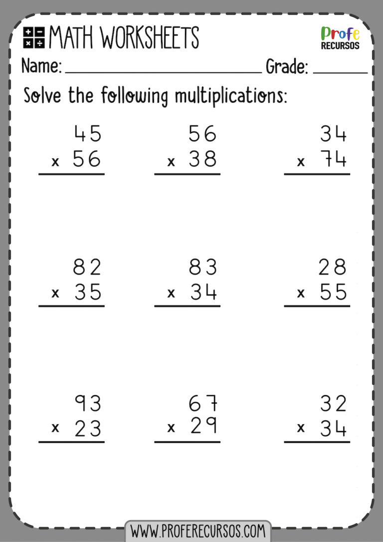 Multiplying By 2 Digit Numbers Worksheet Pdf