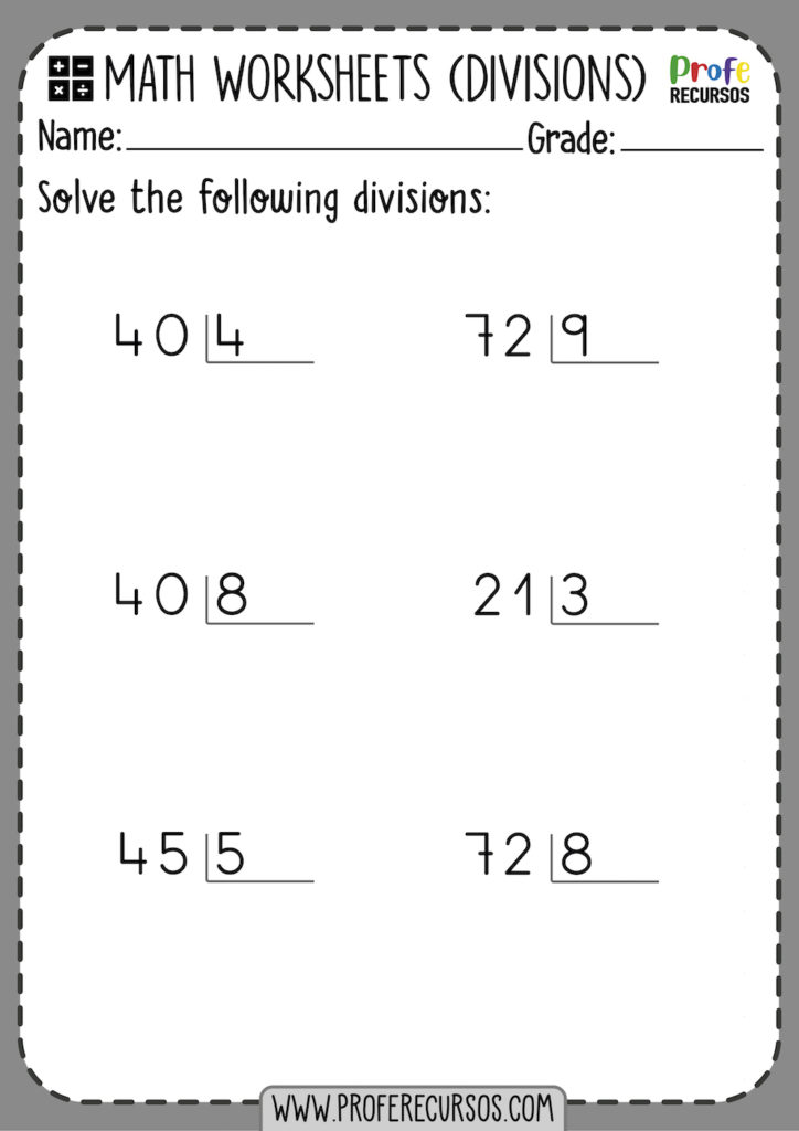 2-Digit by 1-Digit Division Worksheets
