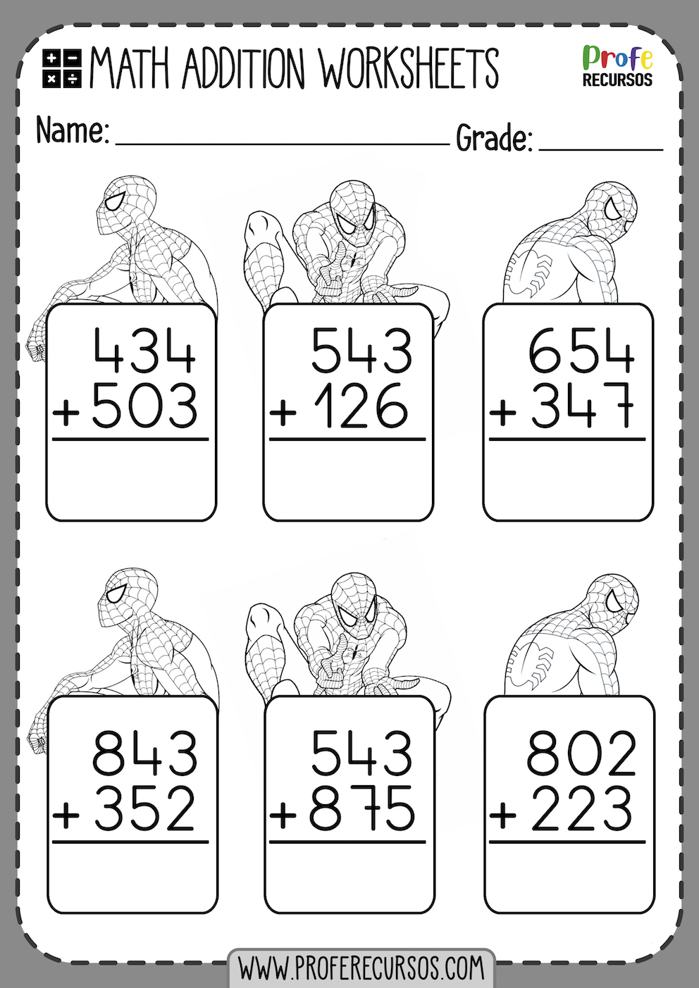 3 Digit Addition Worksheets