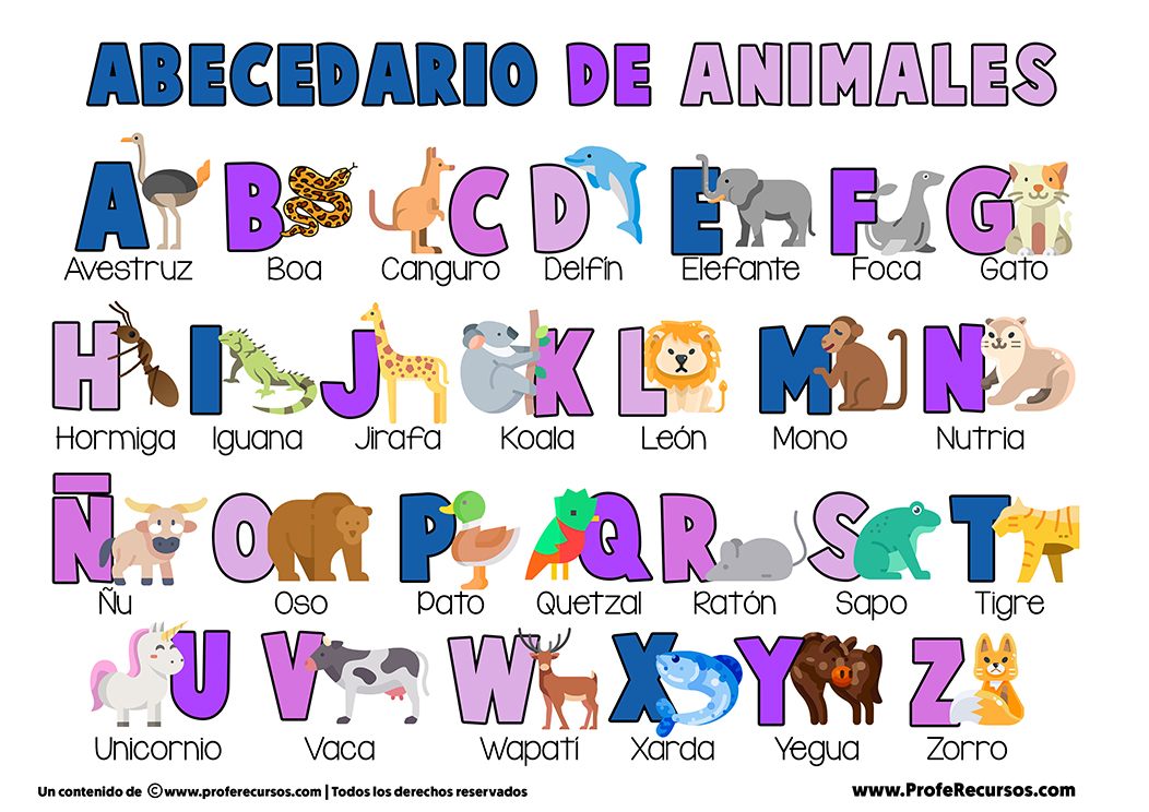 Abecedario de animales para imprimir