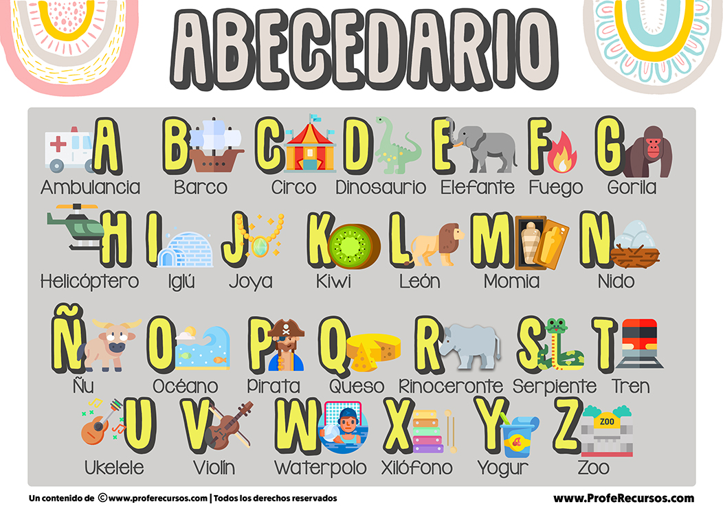 abecedario con dibujos para niños 14178525 Vector en Vecteezy