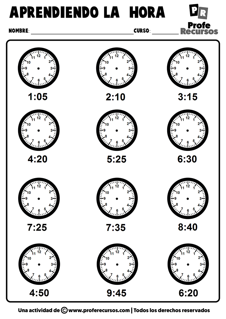 Actividades aprender las horas