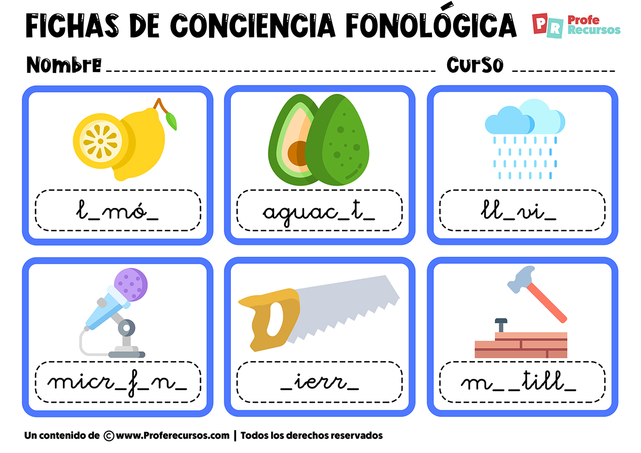 Actividades de conciencia fonologica para imprimir