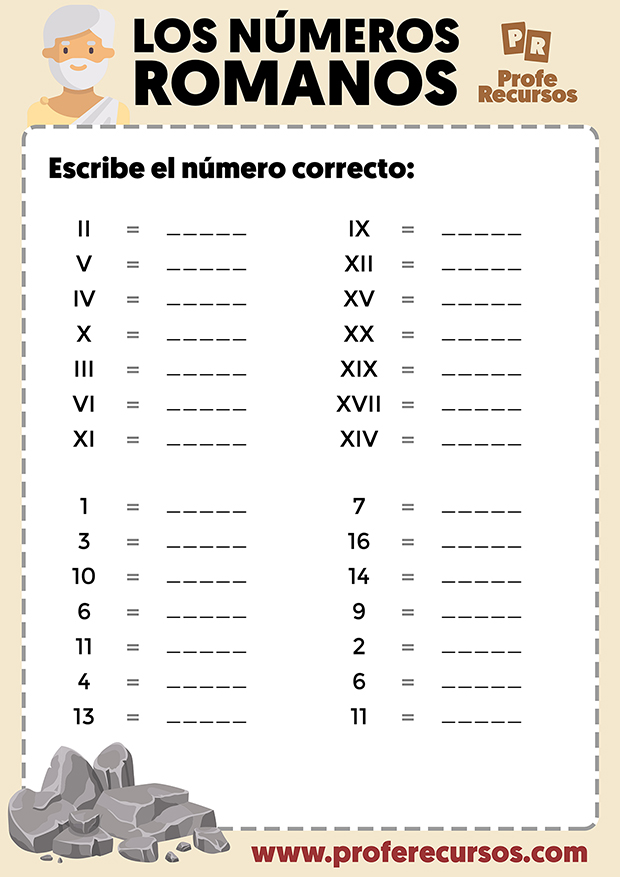 Actividades de numeros romanos para niños