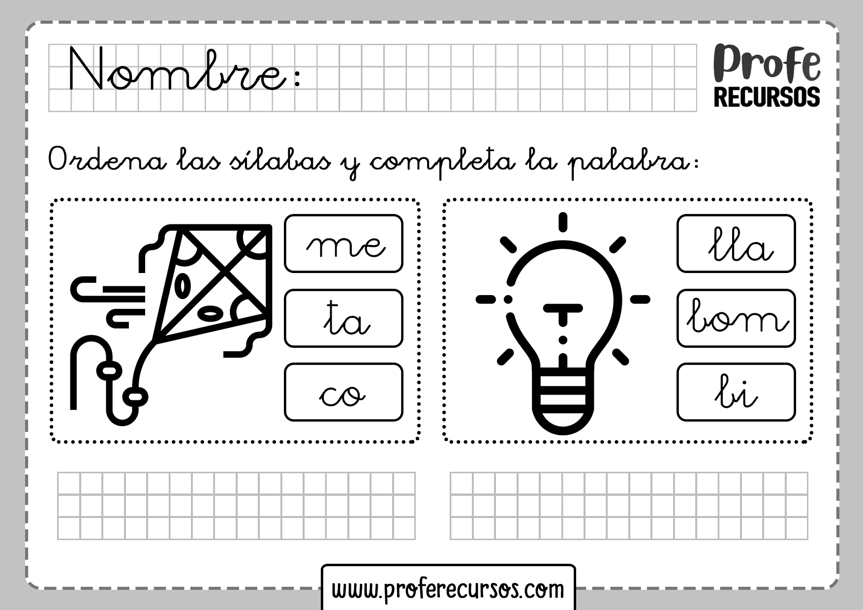 Actividades de escribir palabras