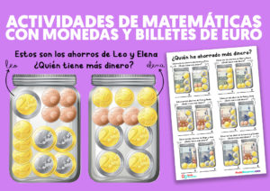 Actividades de matematicas con moneds y billetes de euro