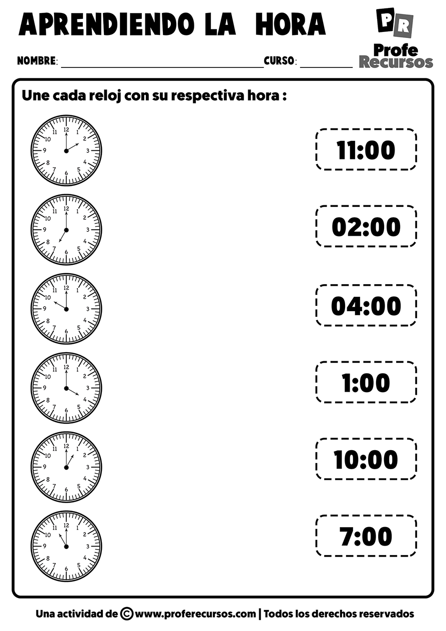 Actividades para aprender la hora