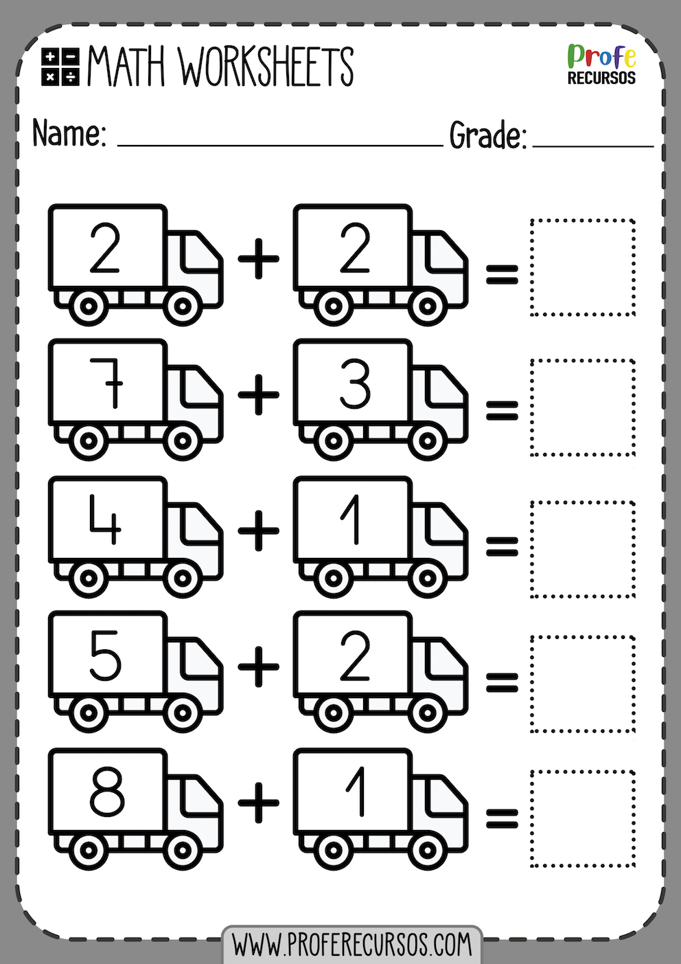 Addition 1st grade printable worksheets