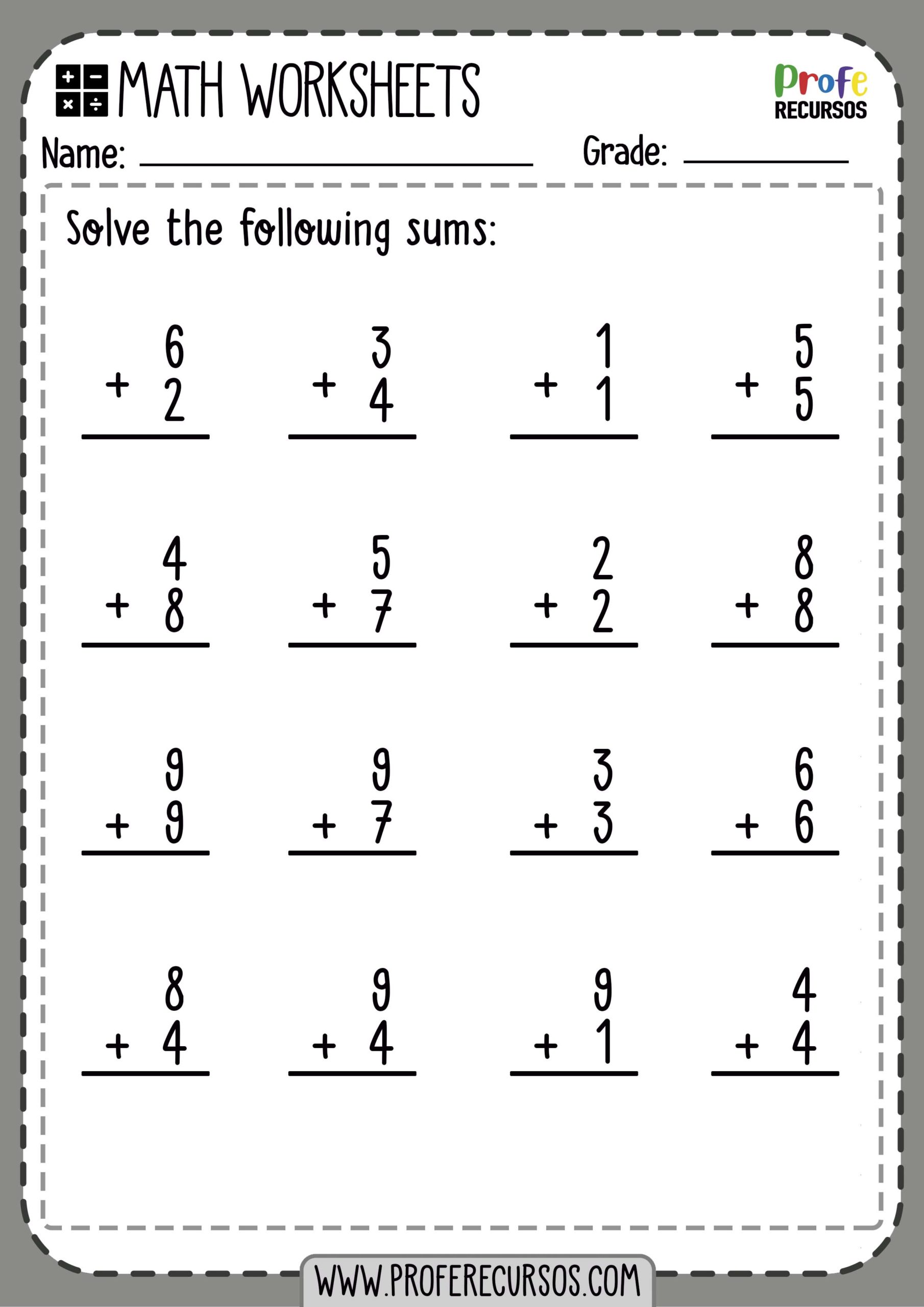 Addition Worksheets For Kindergarten