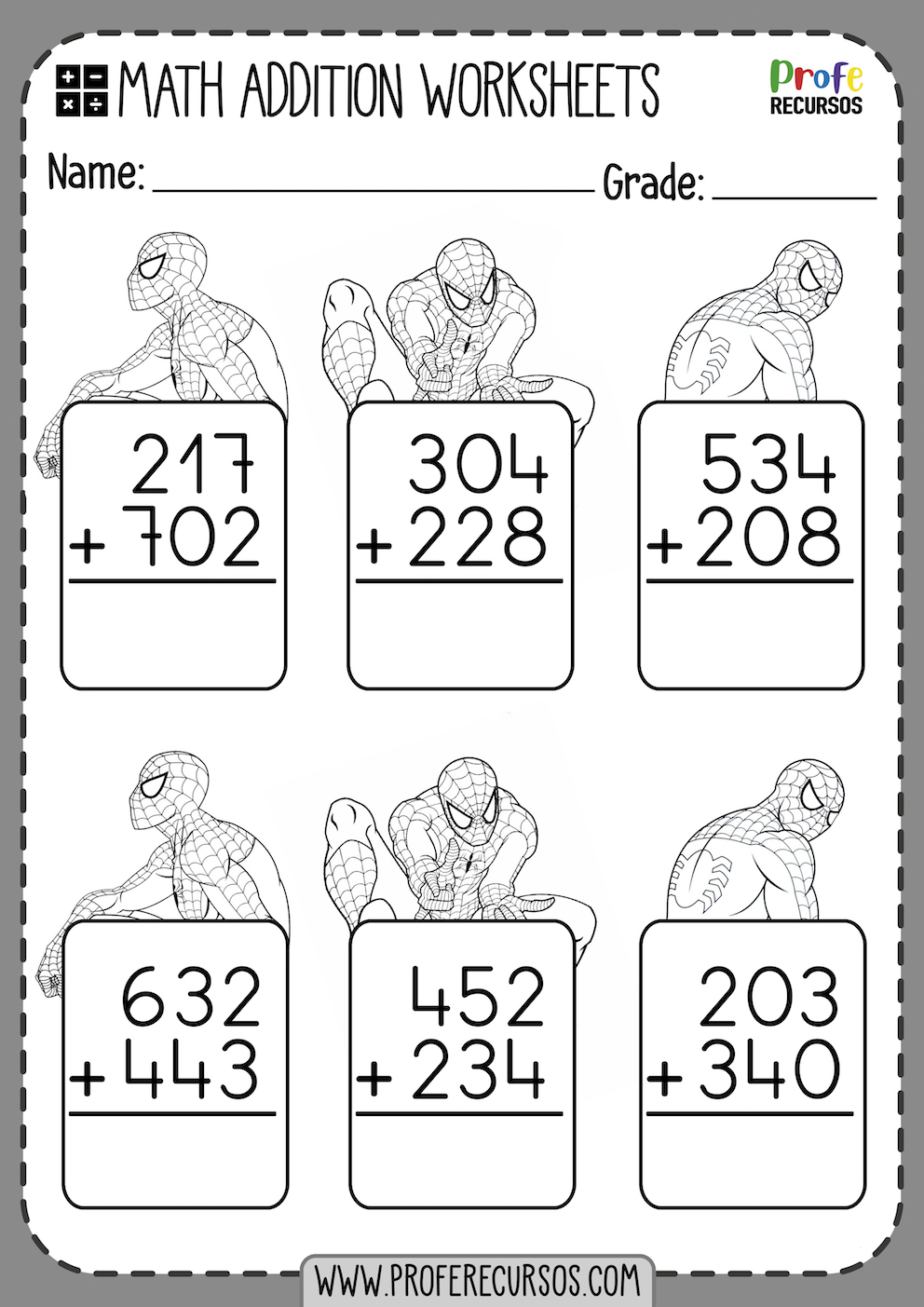 Addition Worksheets for 2nd Grade