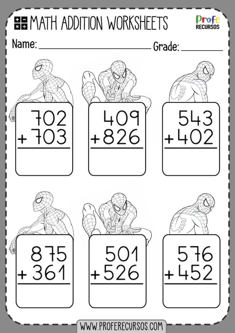 3 Digit plus 3 Digit Addition Worksheets