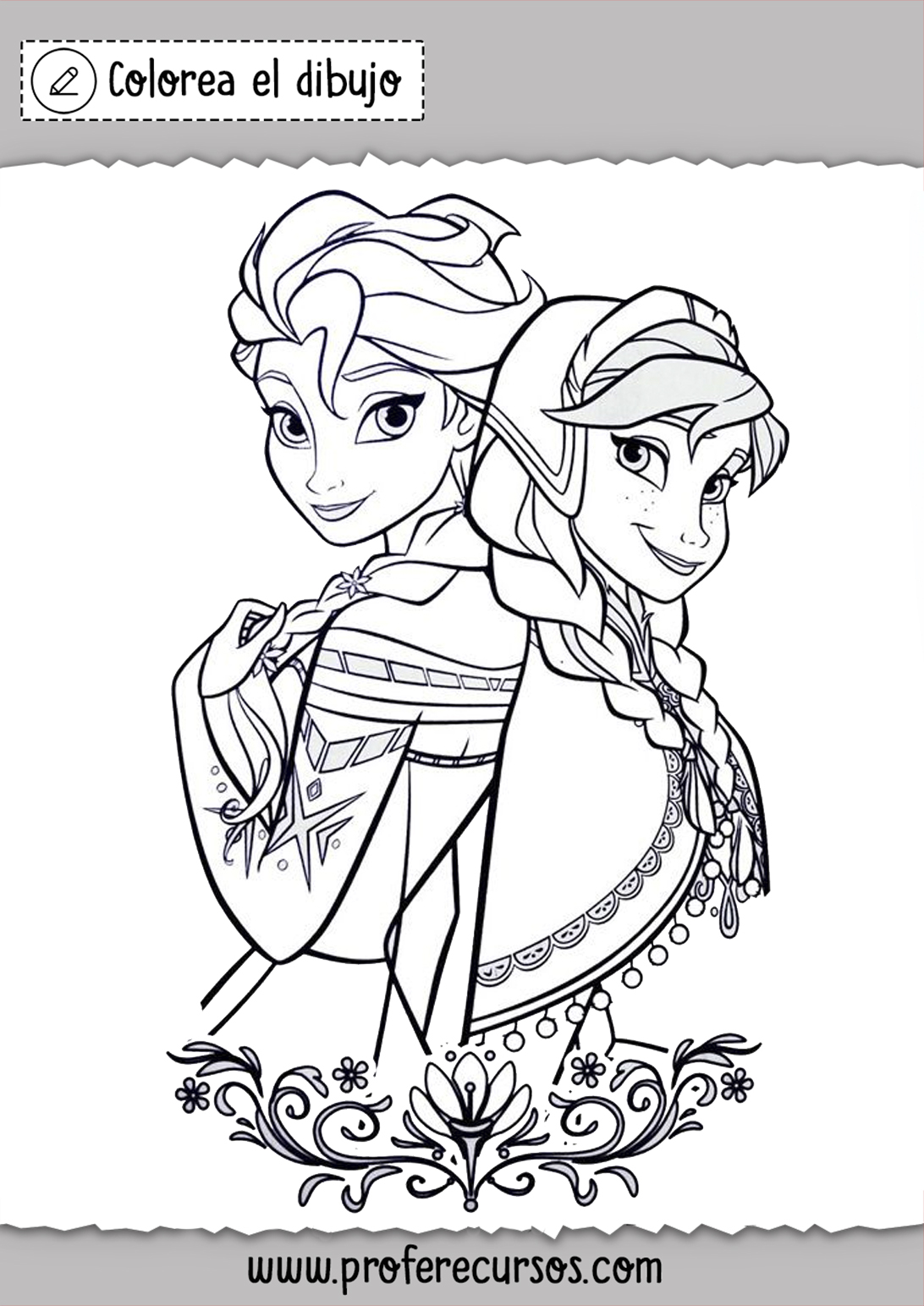 Ana y Elsa Princesas Disney Colorear