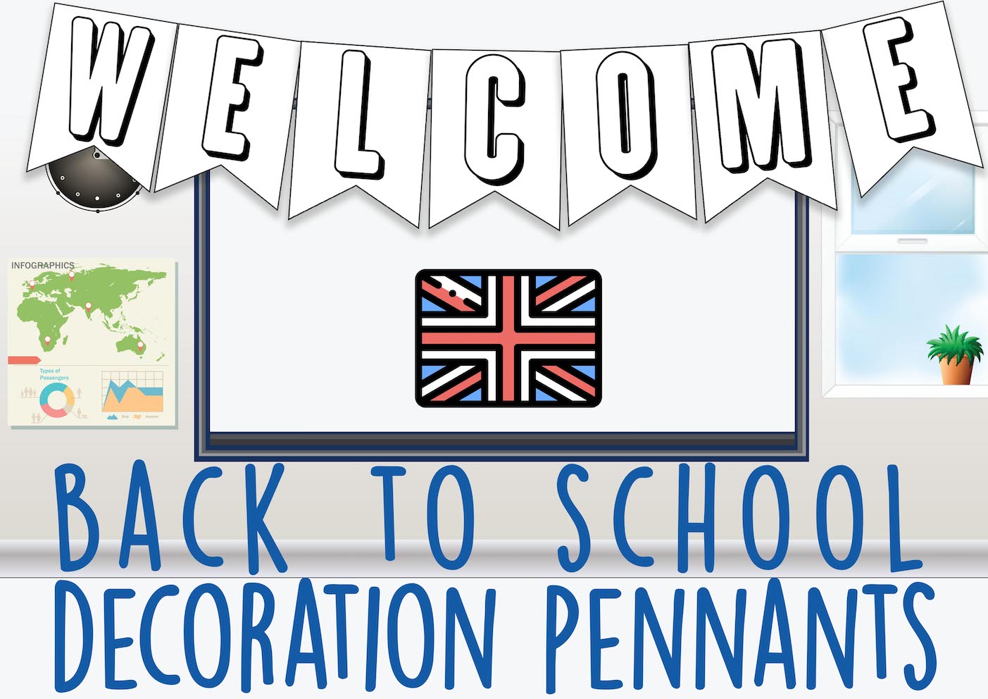 Back to school pennants decoration