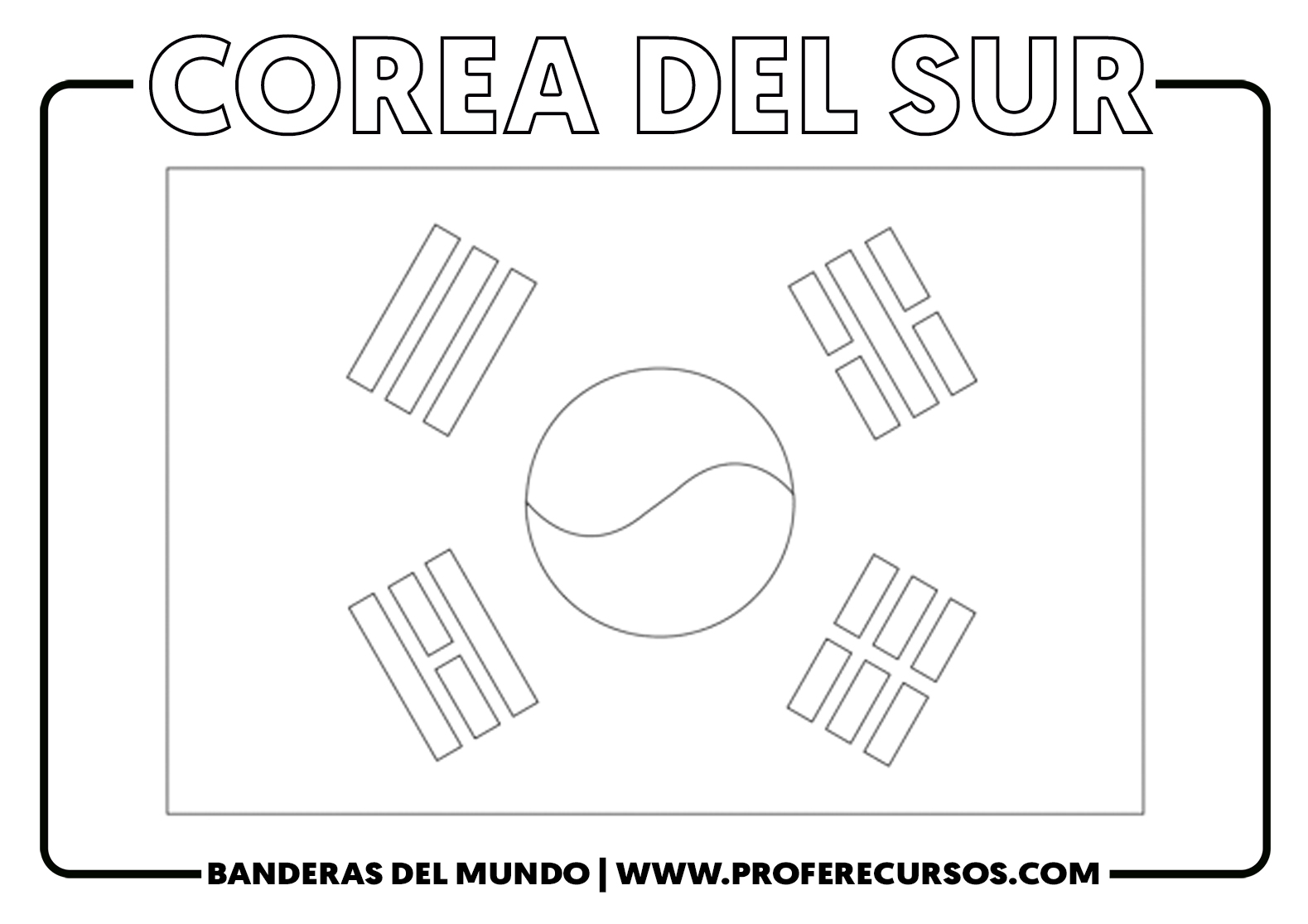 Bandera de corea del sur para colorear