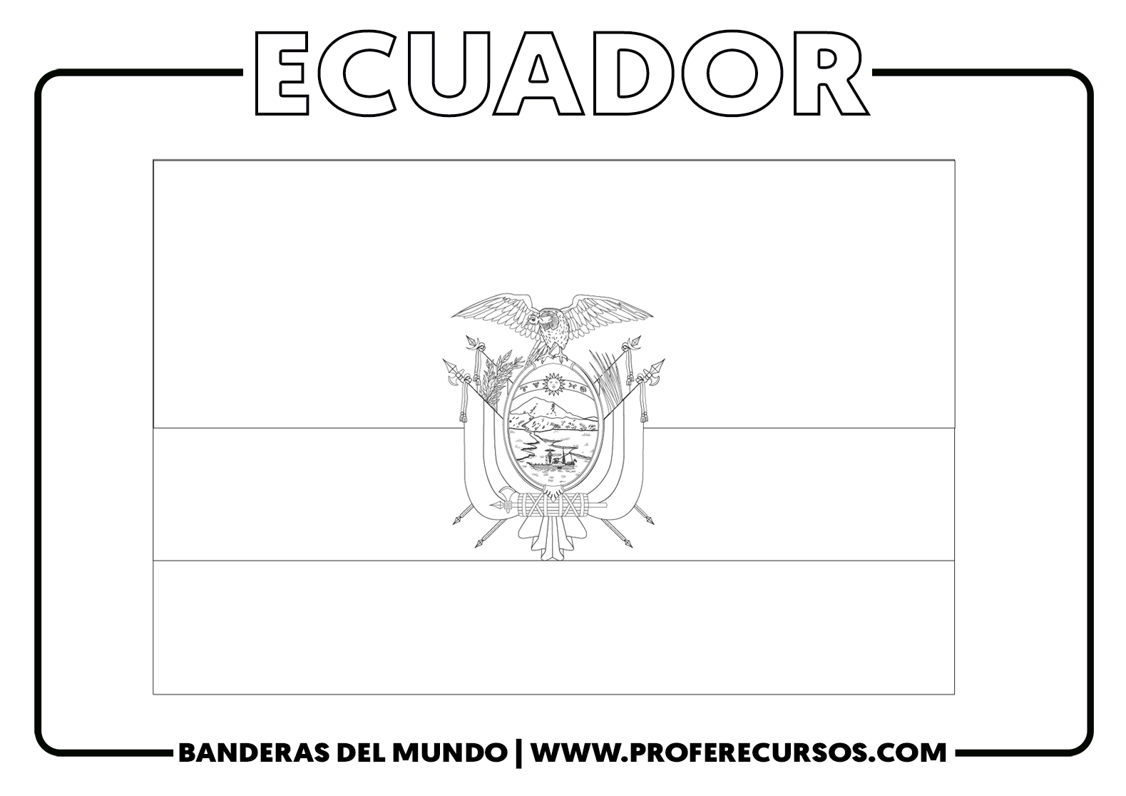 Bandera de ecuador para colorear