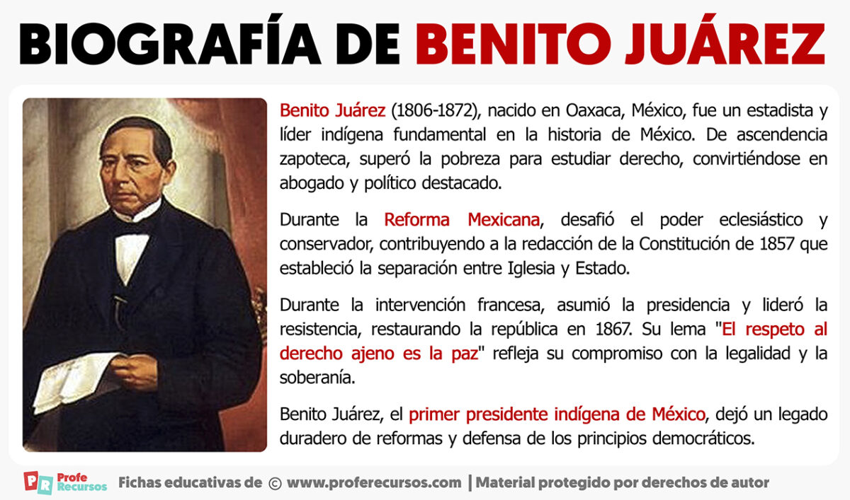 Biografía De Benito Juárez Para Niños De Primaria Para Imprimir