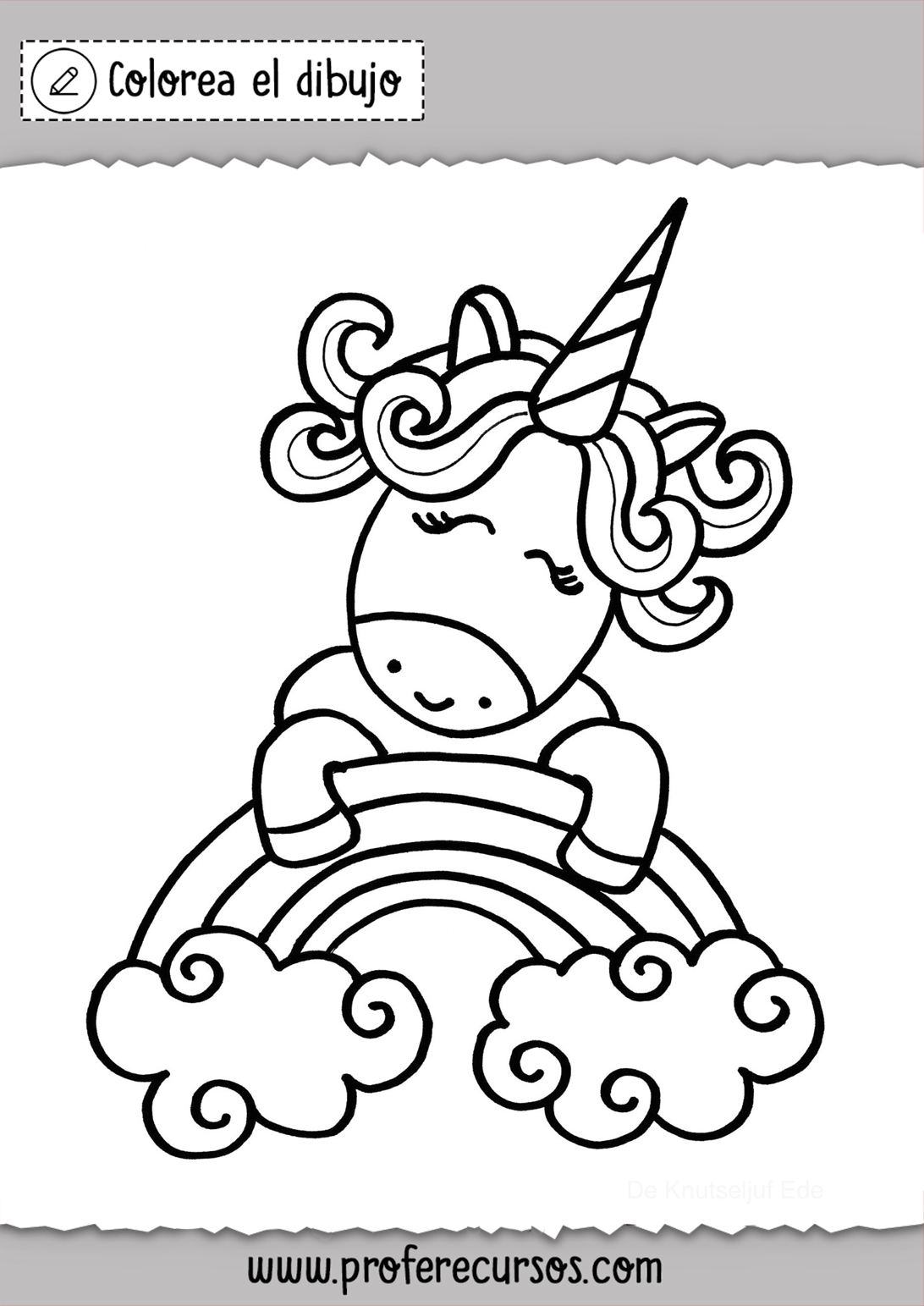 Bonito Unicornio Dibujo para Colorear