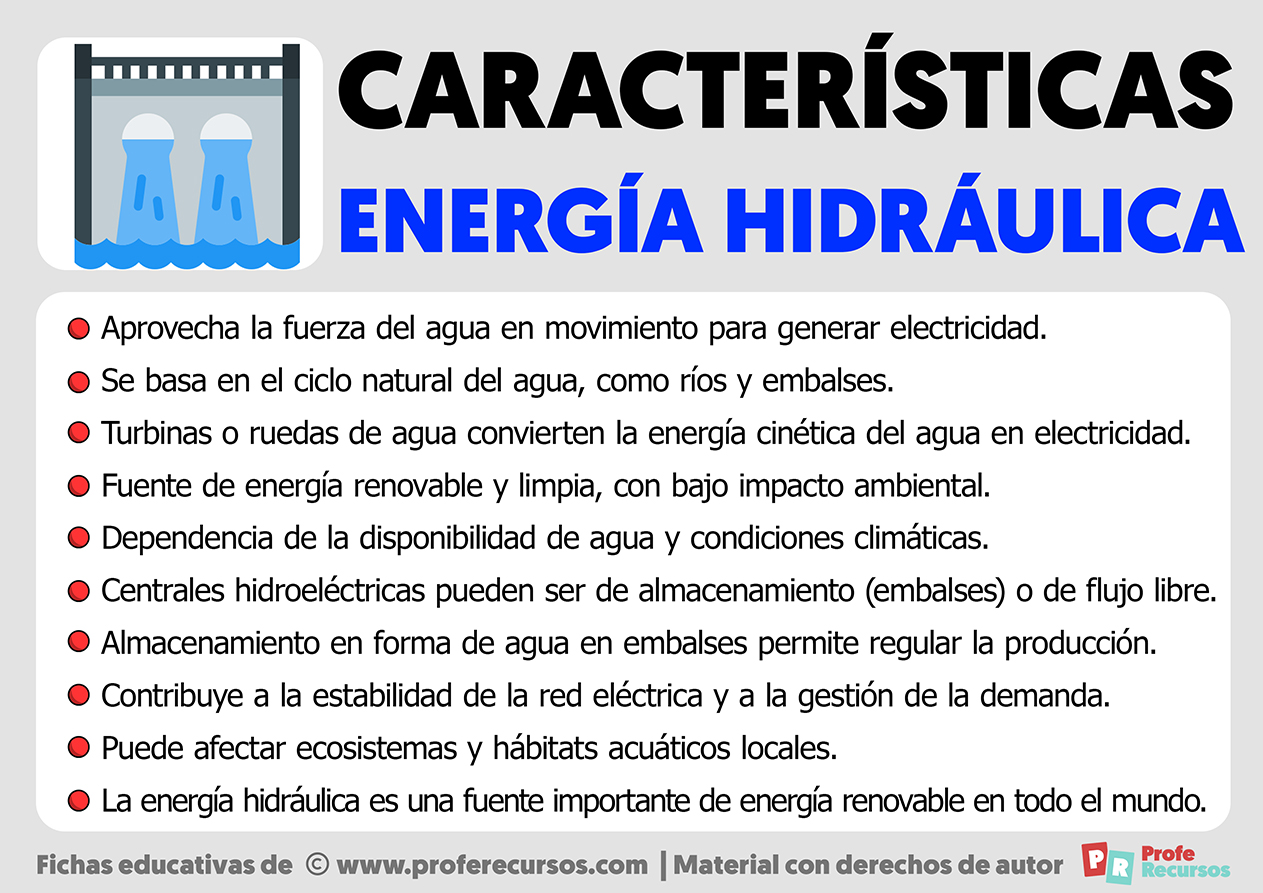 Caracteristicas de la energia hidraulica