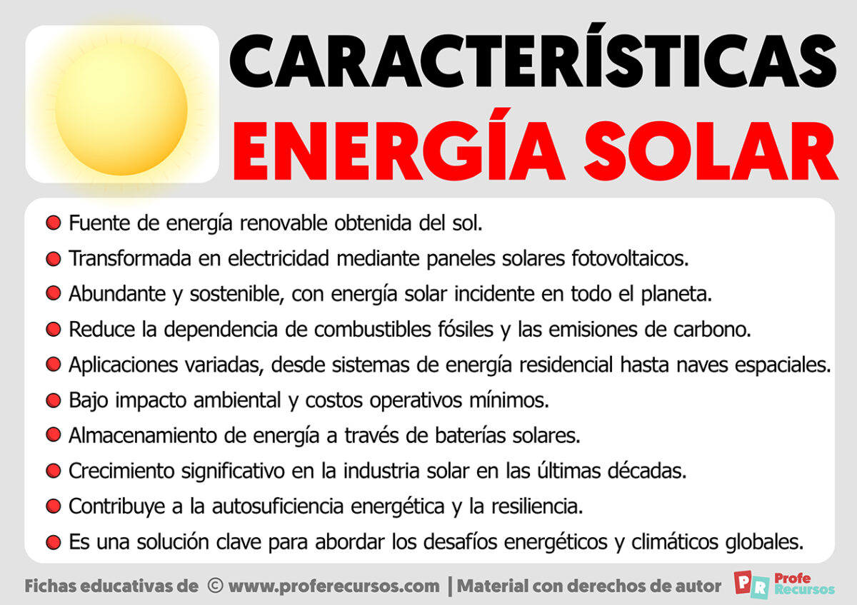 Caracter sticas de la energ a solar