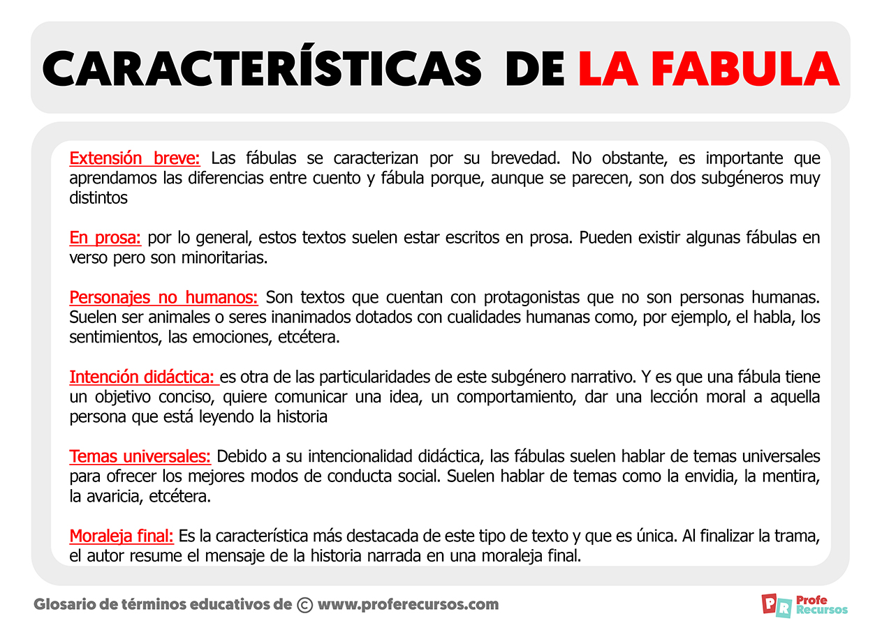 Caracteristicas de la fabula