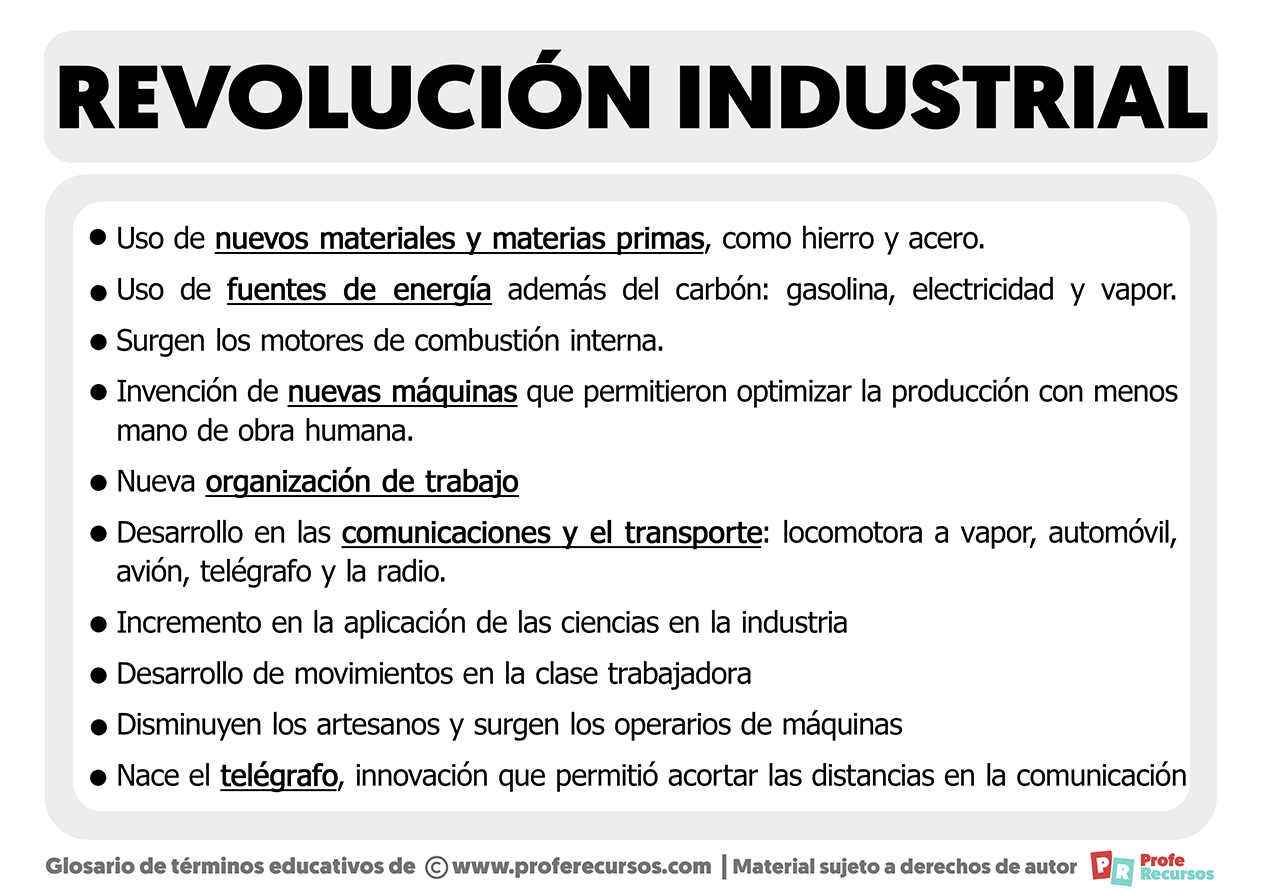 Caracteristicas de la revolucion industrial
