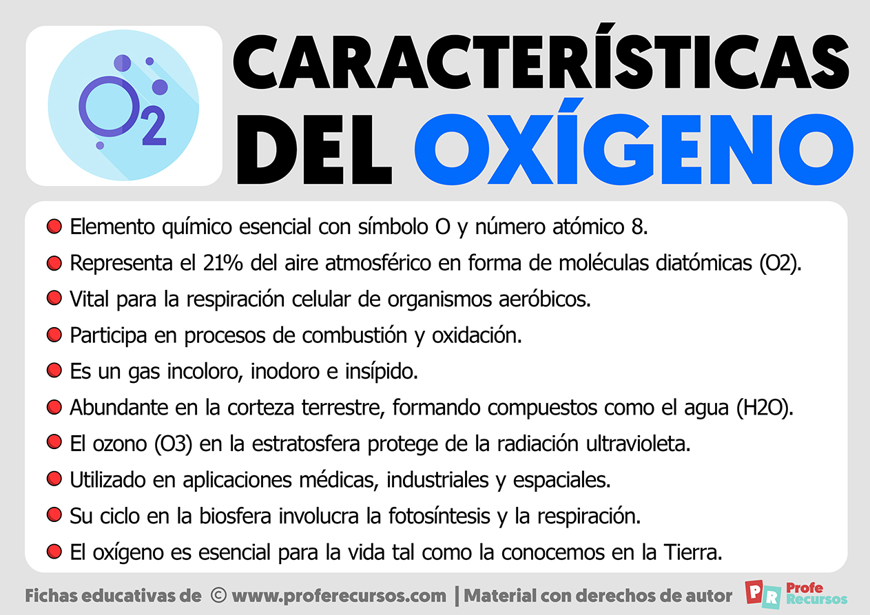 Caracteristicas del oxigeno