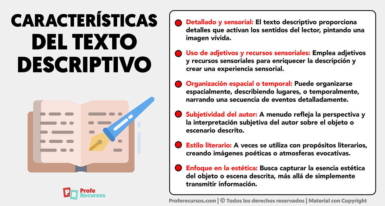 Caracteristicas del texto descriptivo