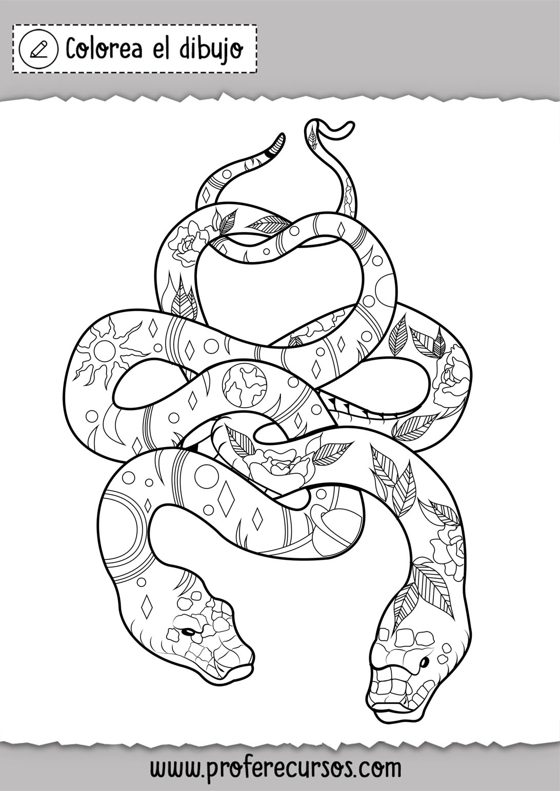 Colorear imagen de serpientes