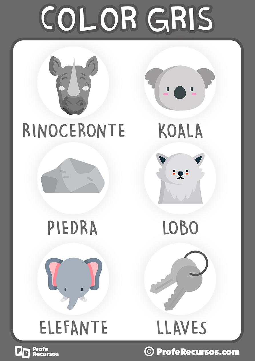 Cosas de color gris para niños