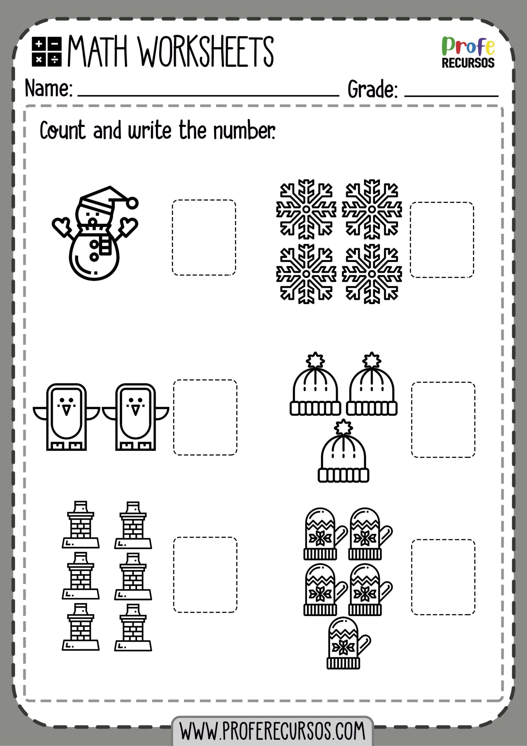 Count and Write Numbers Worksheets