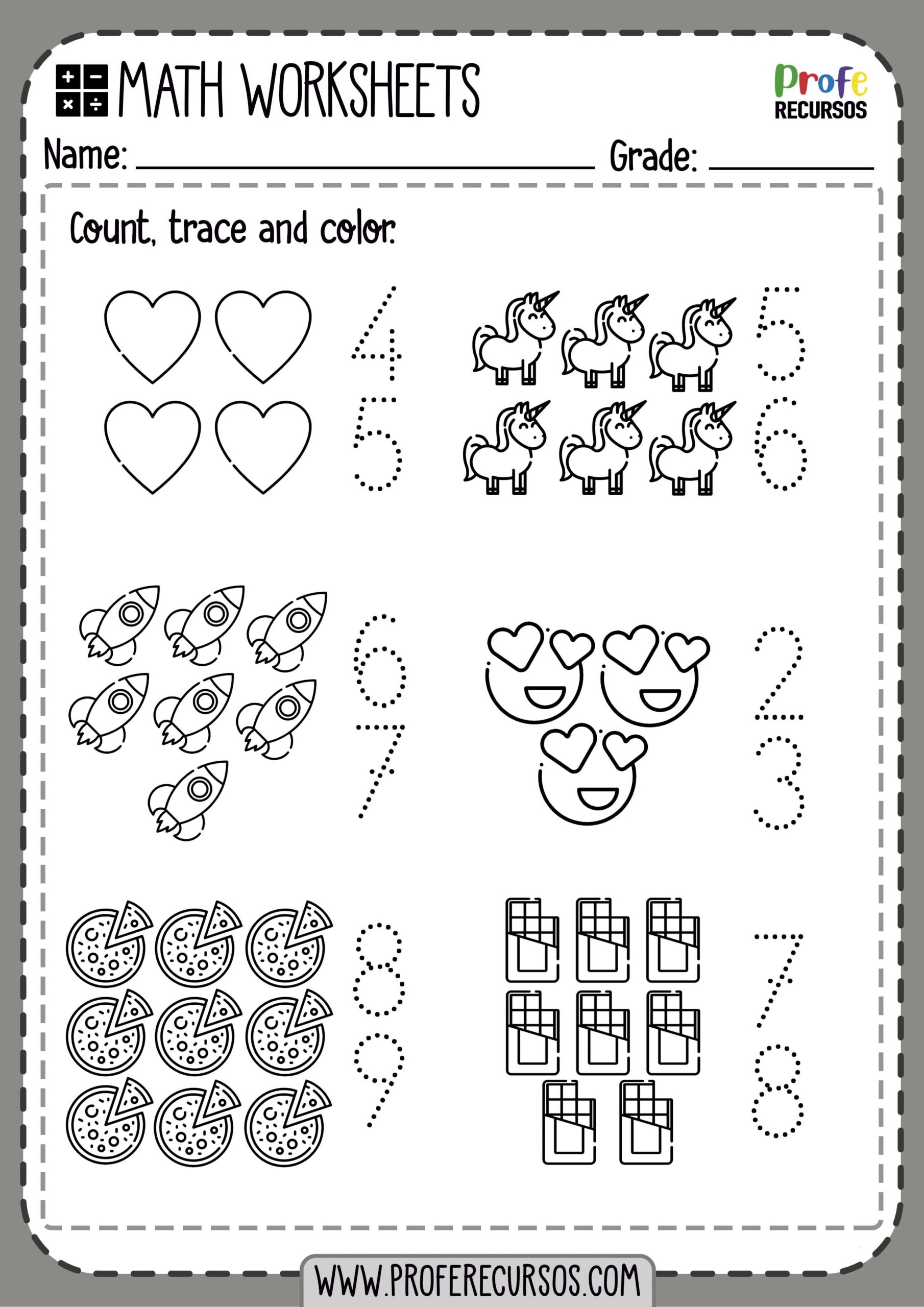 Counting and Trace Numbers for Kindergarten