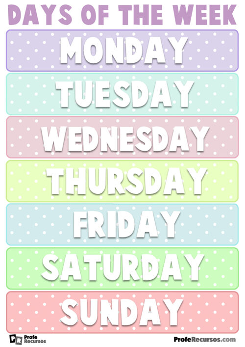 D as De La Semana En Ingl s Days Of The Week