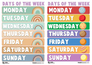 Days of the week flashcards