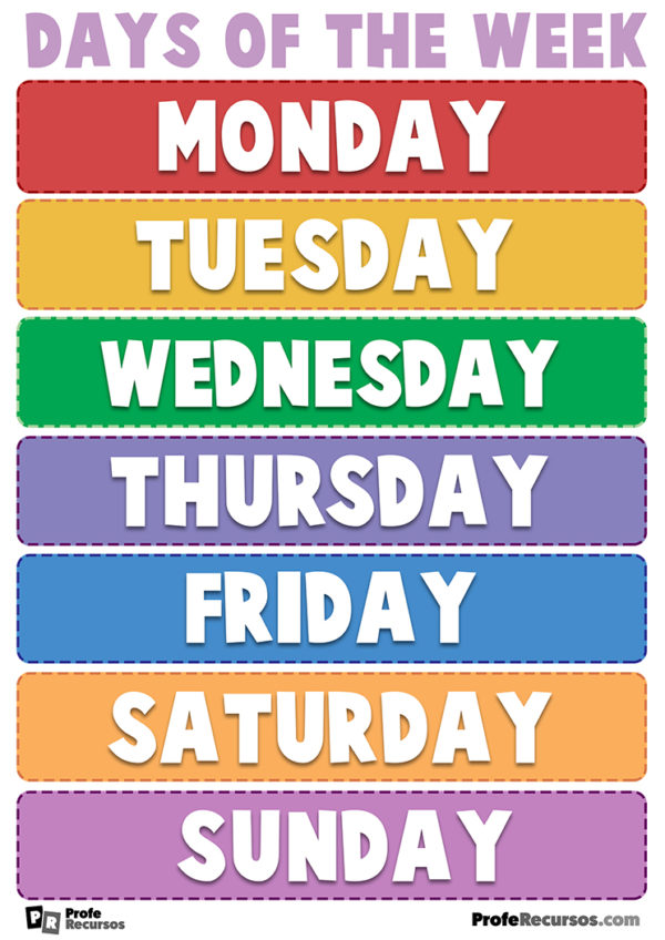 days of the week wordwall english