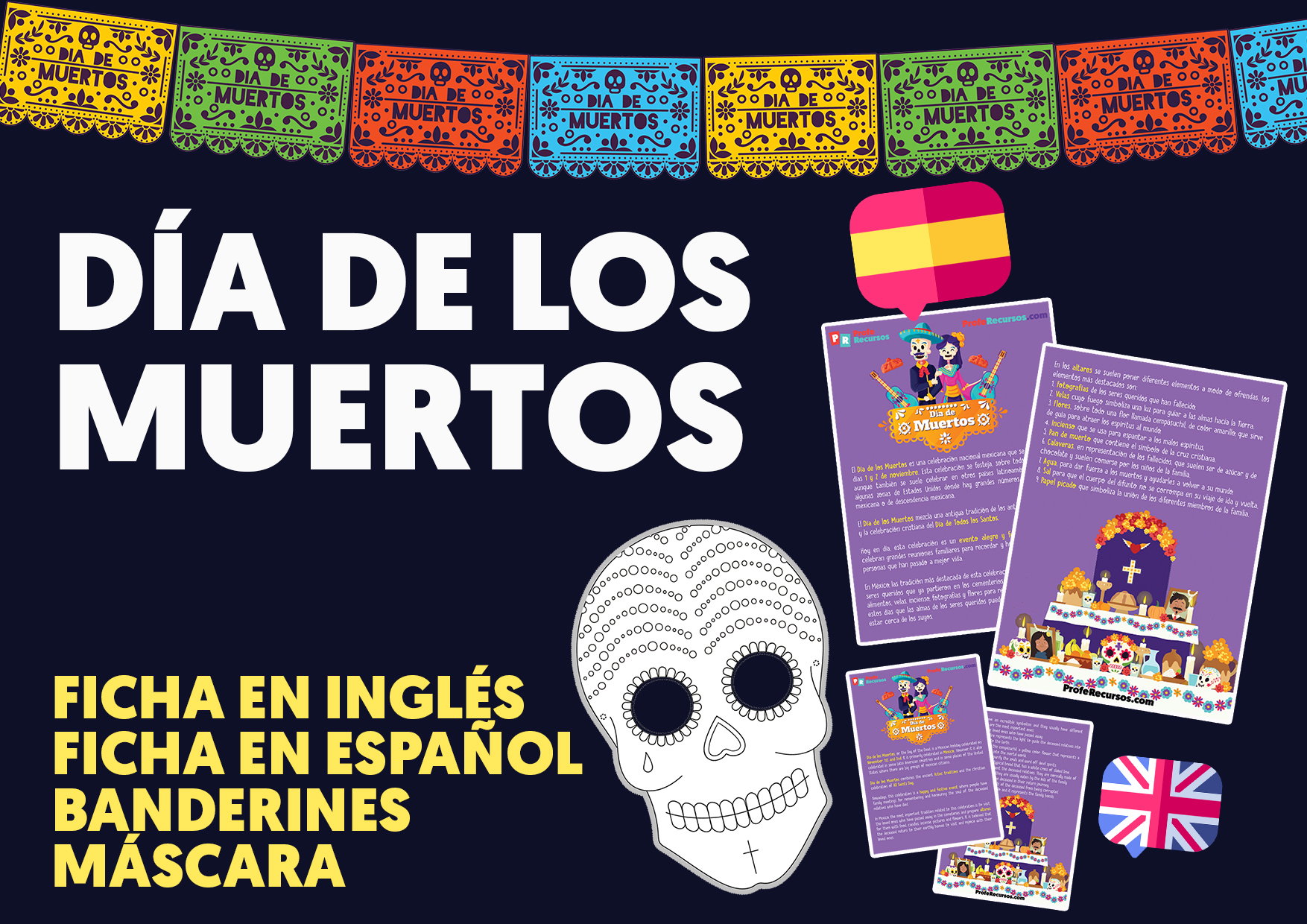 Amperio cinta Humorístico Día de los Muertos - Actividades para niños (Tradición Mexicana)