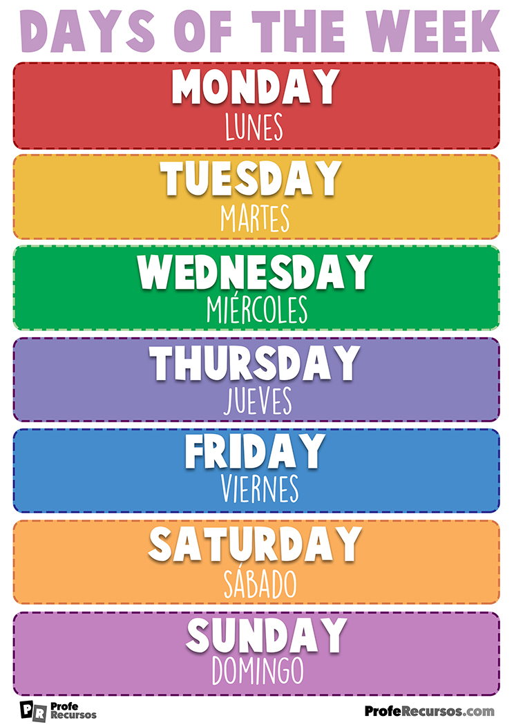 Dias da semana em inglês - Days of the week