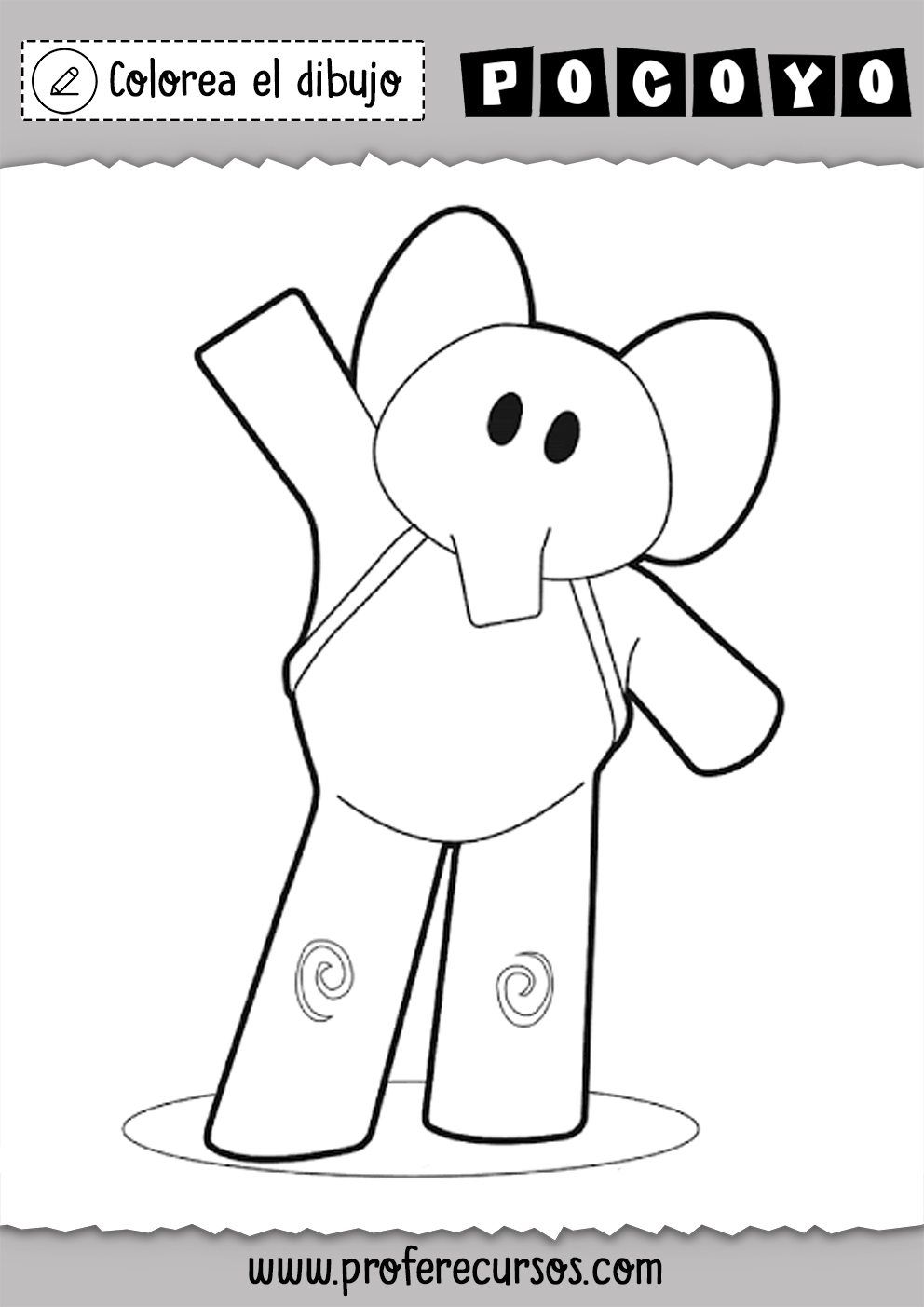 Dibujo Elefante Pocoyo para Colorear