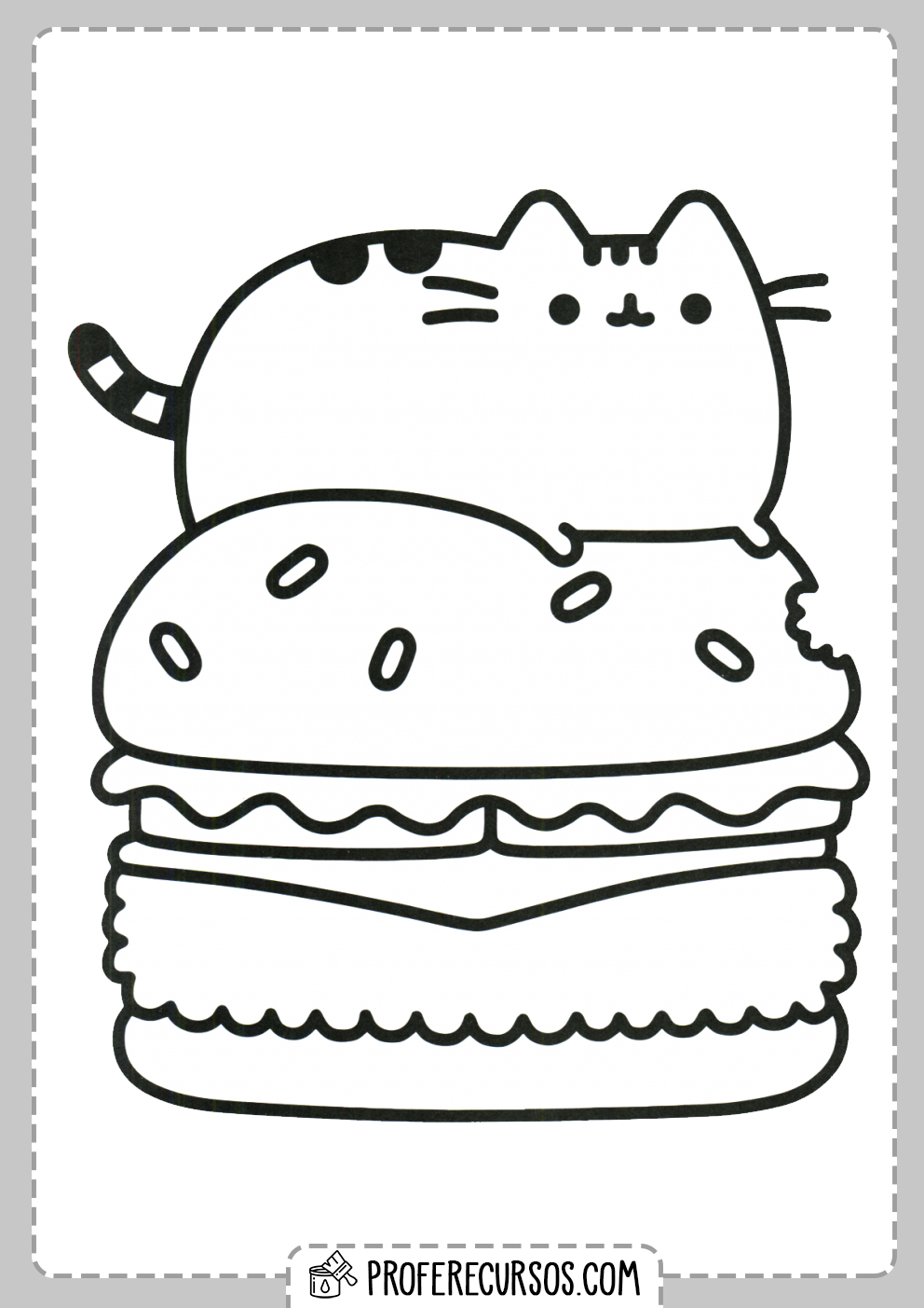 Dibujo Gato Kawaii para Colorear