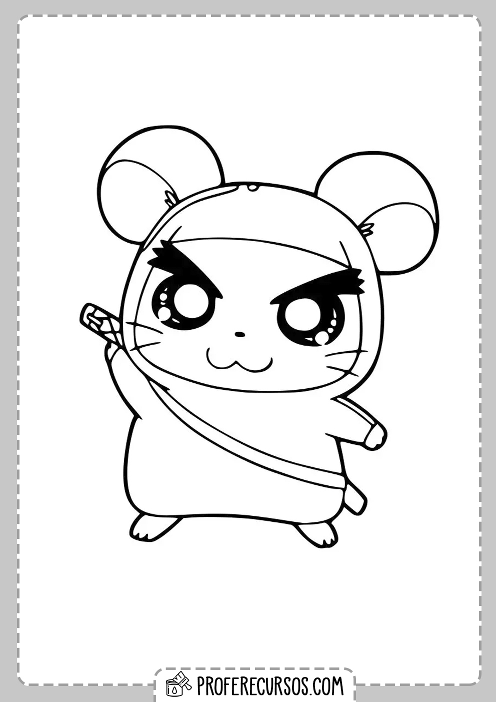 Dibujo Hamster Kawaii Colorear