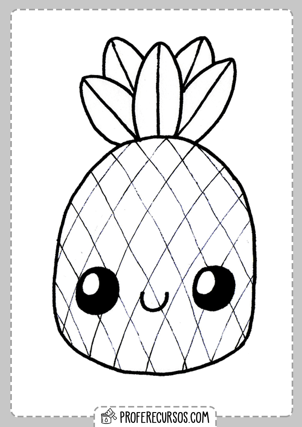 Dibujo Piña Kawaii para Colorear