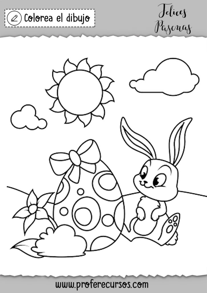 Dibujo conejito de pascua para colorear