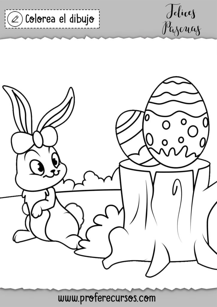 Dibujo conejo pascua para colorear