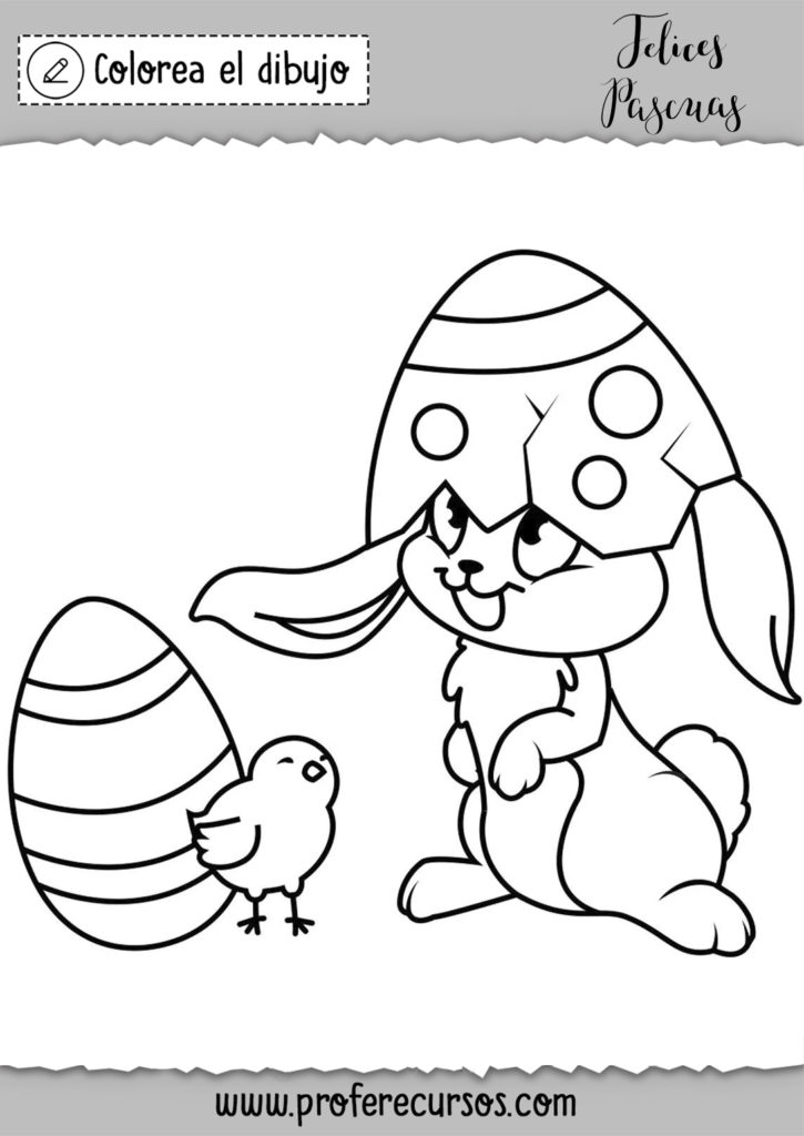 Dibujo conejo pascua para niños para colorear