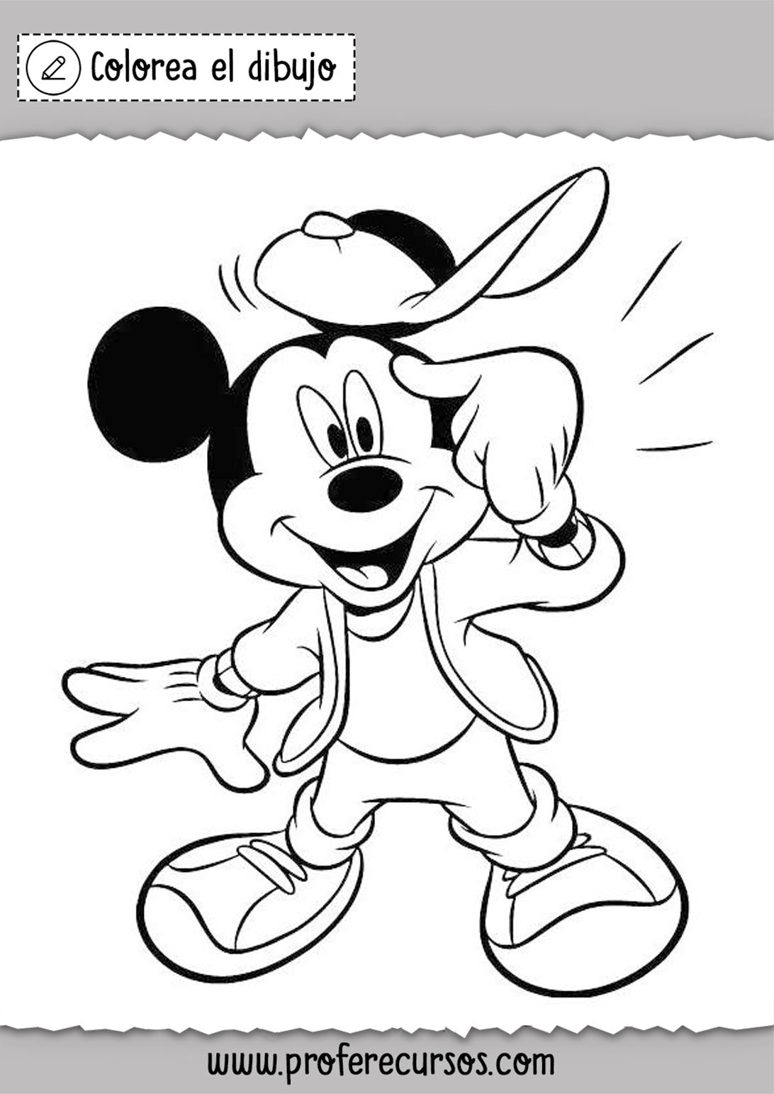 Dibujo de Mickey Mouse para colorear