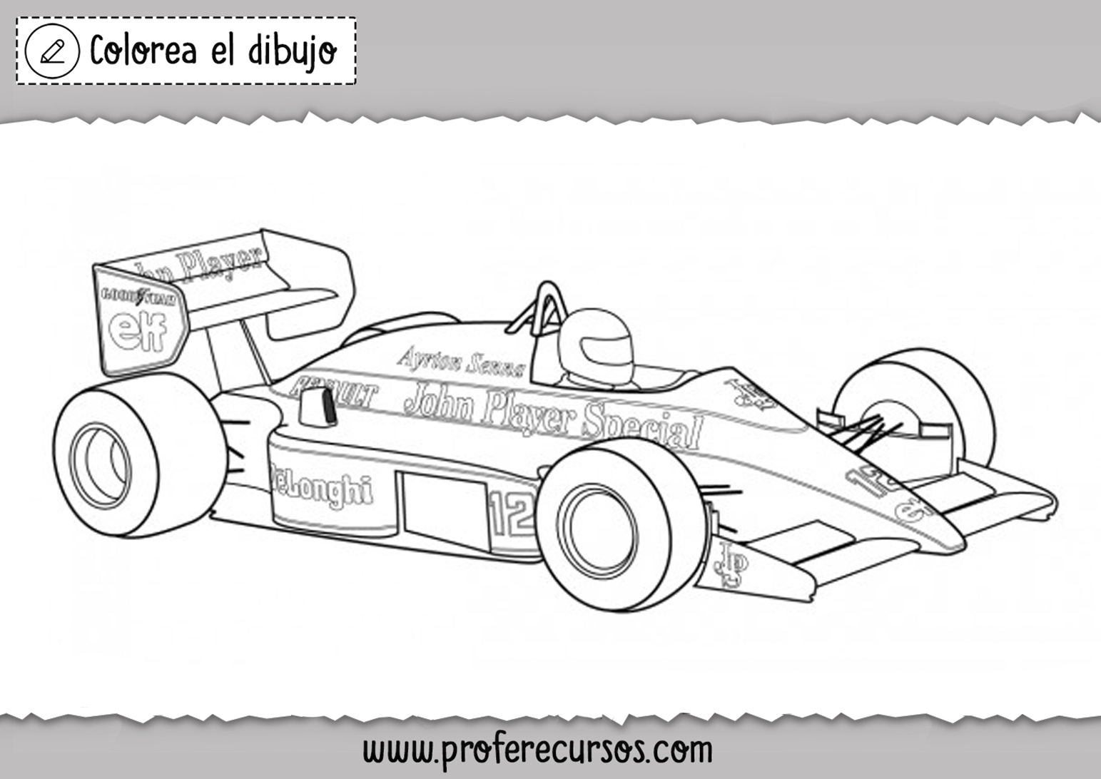 Dibujos Formula 1 para colorear