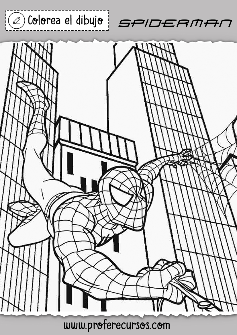 Dibujos Spiderman Saltando para Colorear