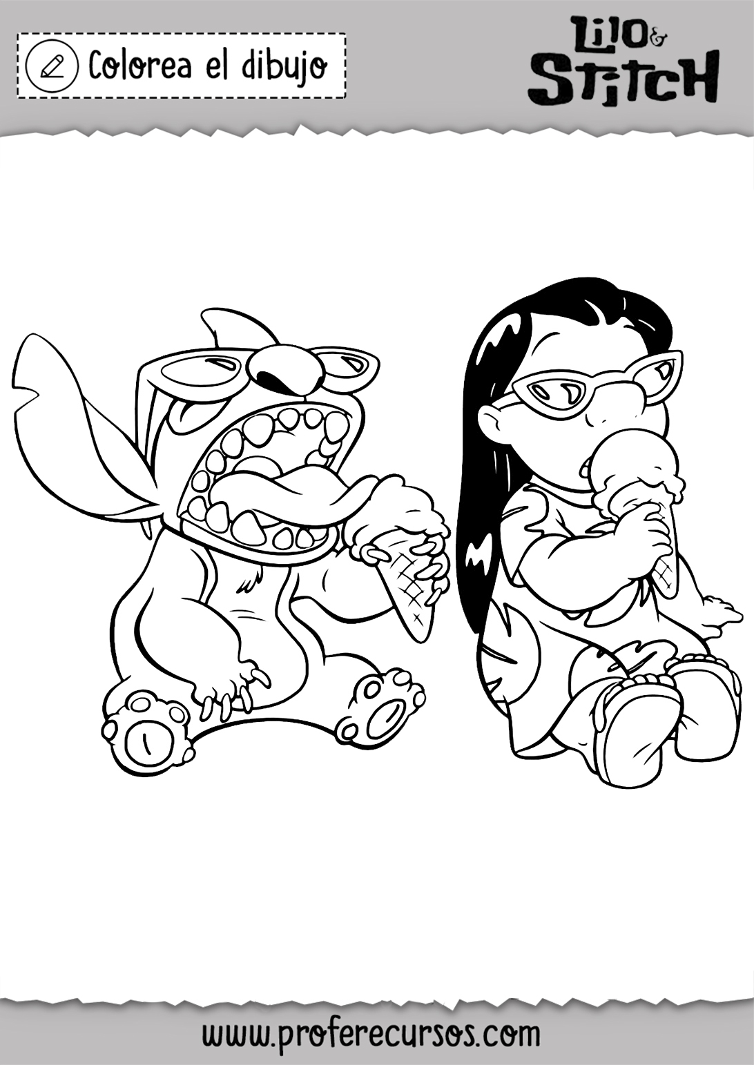 Dibujos de Lilo y Stitch para imprimir y Pintar