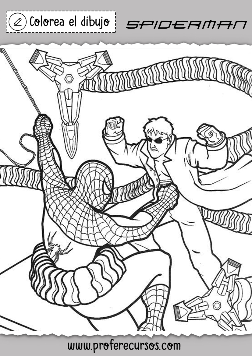 Dibujos de Spiderman Luchando para Colorear