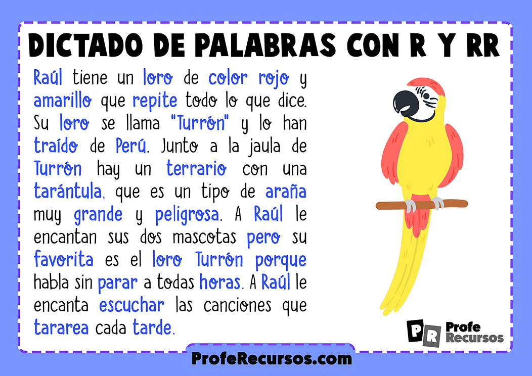 Dictados Cortos Con R Y Rr Para Ninos De Primaria